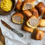 stilton sausage rolls with mustard