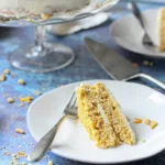 slice of low carb sugar-free carrot cake on a white plate